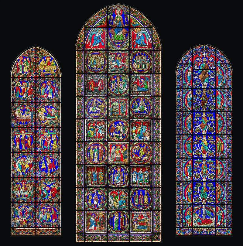 Le vetrate della facciata occidentale della cattedrale di Chartres, realizzate dalla vetreria Bottega Tomanin