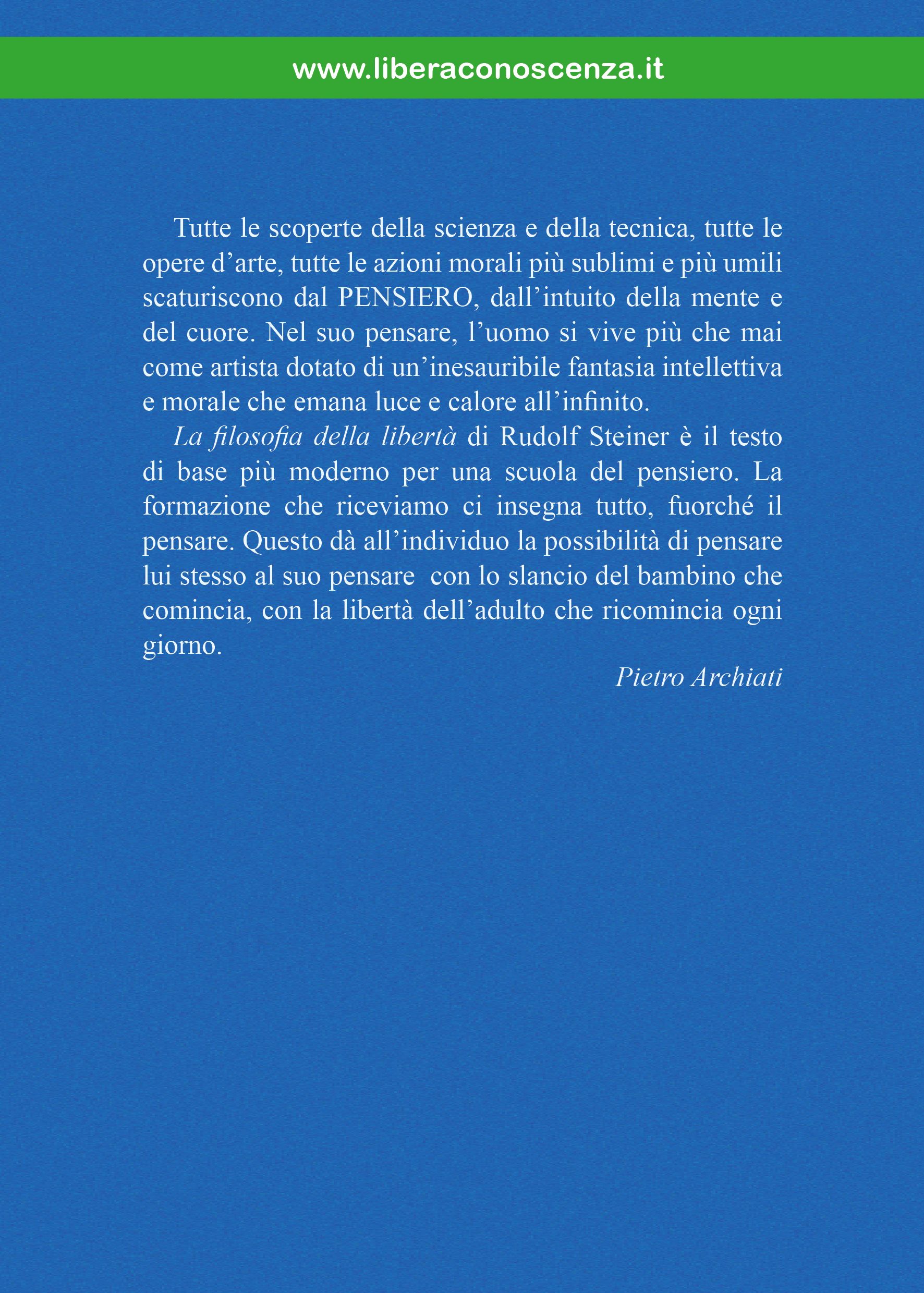 La Filosofia della Libert� - Commento di Pietro Archiati vol. 6 - retro copertina